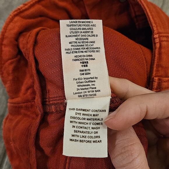 Free People Shorts Womens SIze 4 Micro Mini Denim Raw Fray Hem Burnt Orange - Picture 8 of 9